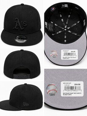 NWT New Era Oakland Athletics 9FIFTY Snapback Hat Black OSFM
